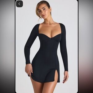 OHPOLLY MODAL BOW SWEETHEART MINI DRESS | BLACK | SIZE 8 |